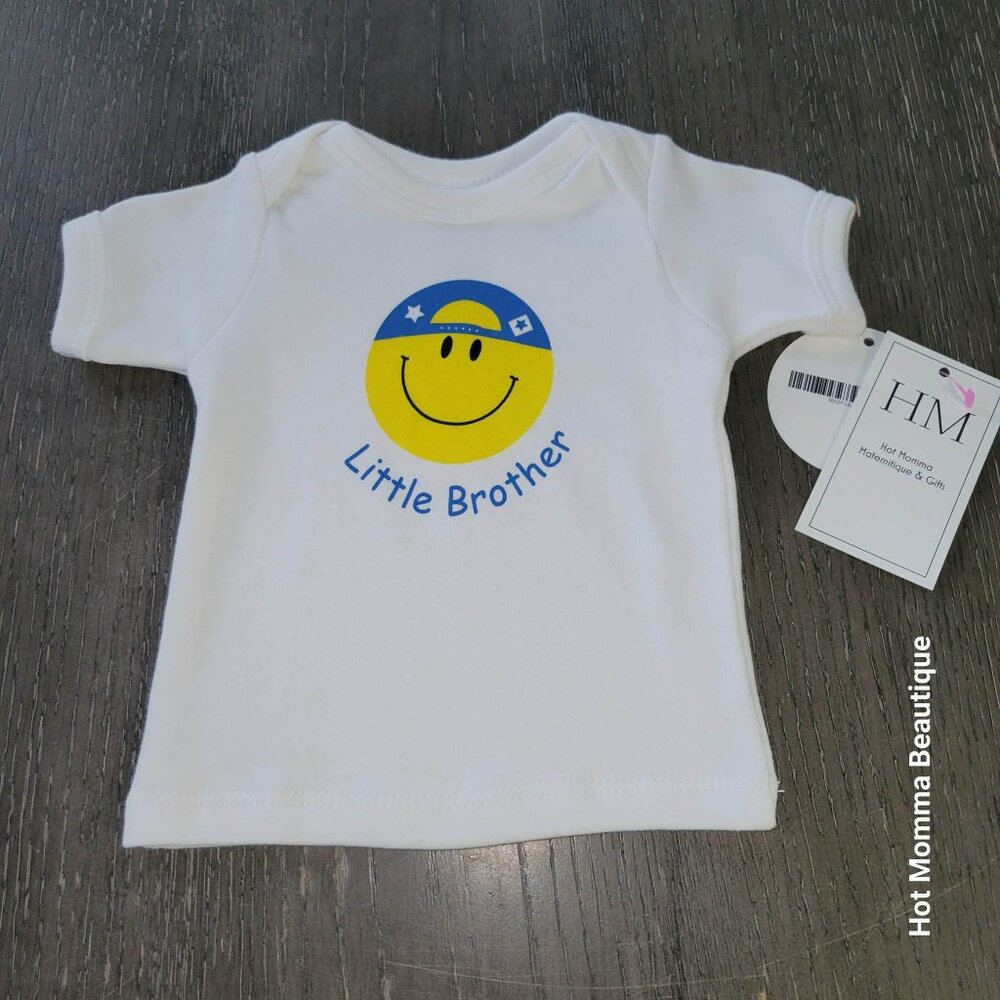 Infant Little Brother Smiley Face Graphic Tee. 0-6M